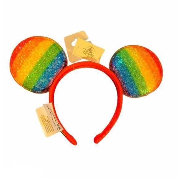 Disney Parks Minnie Mouse Rainbow LOVE Ears Headband - Picture 2 of 5
